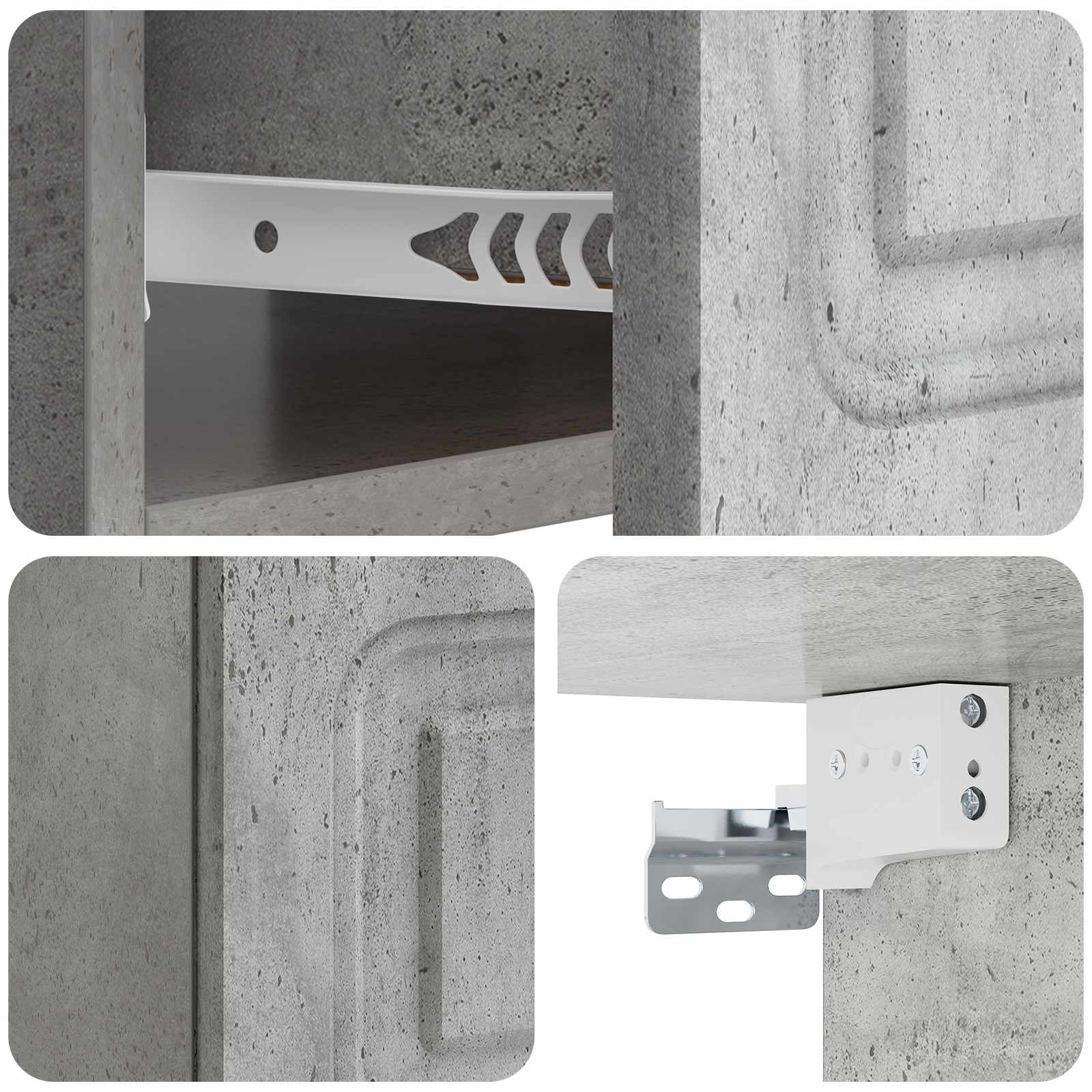 Wandmontierter Nachttisch 2 Stk. Betongrau 49 x 34,5 x 20 cm