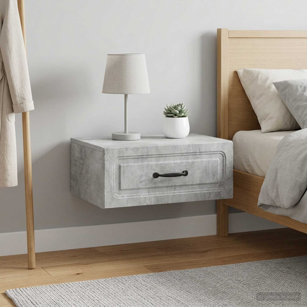 Wandmontierter Nachttisch 2 Stk. Betongrau 49 x 34,5 x 20 cm