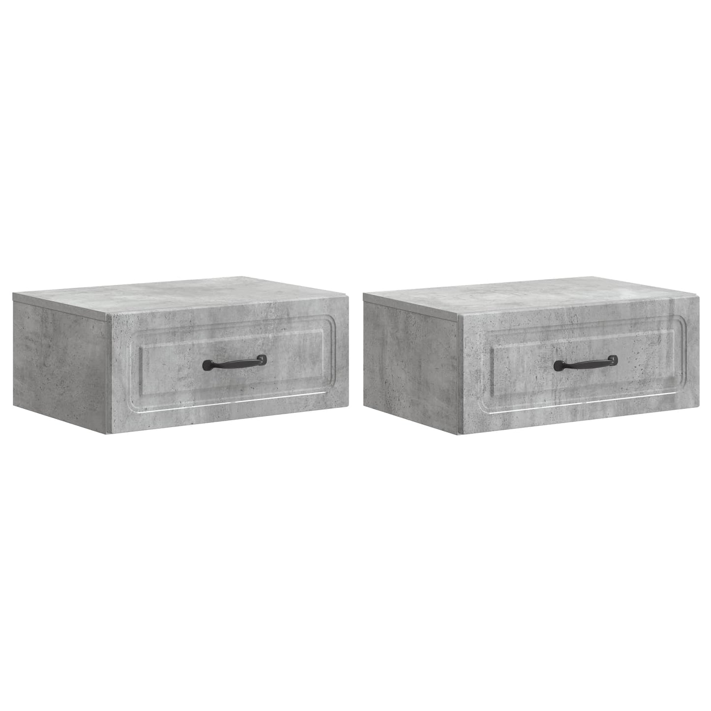 Wandmontierter Nachttisch 2 Stk. Betongrau 49 x 34,5 x 20 cm