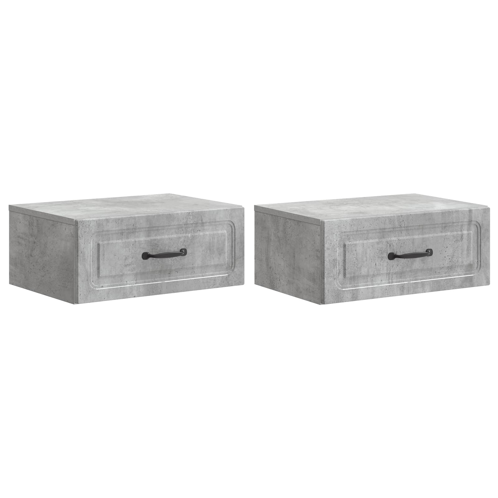 Wandmontierter Nachttisch 2 Stk. Betongrau 49 x 34,5 x 20 cm