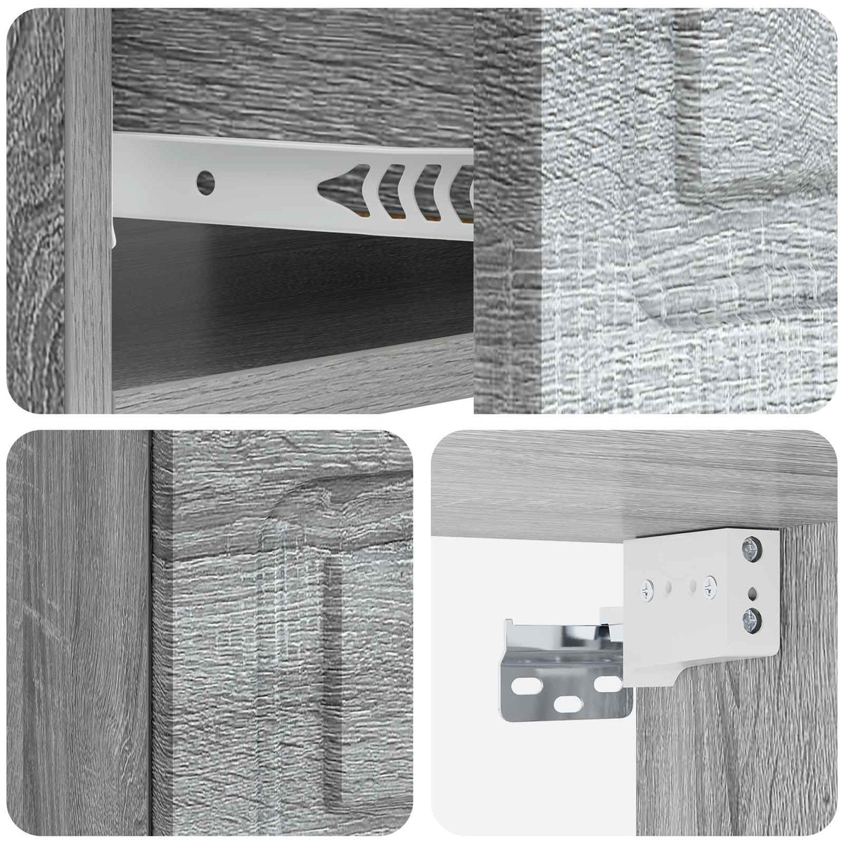 Wandmontierter Nachttisch 2 Stk. Sonoma-Grau 49 x 34,5 x 20 cm