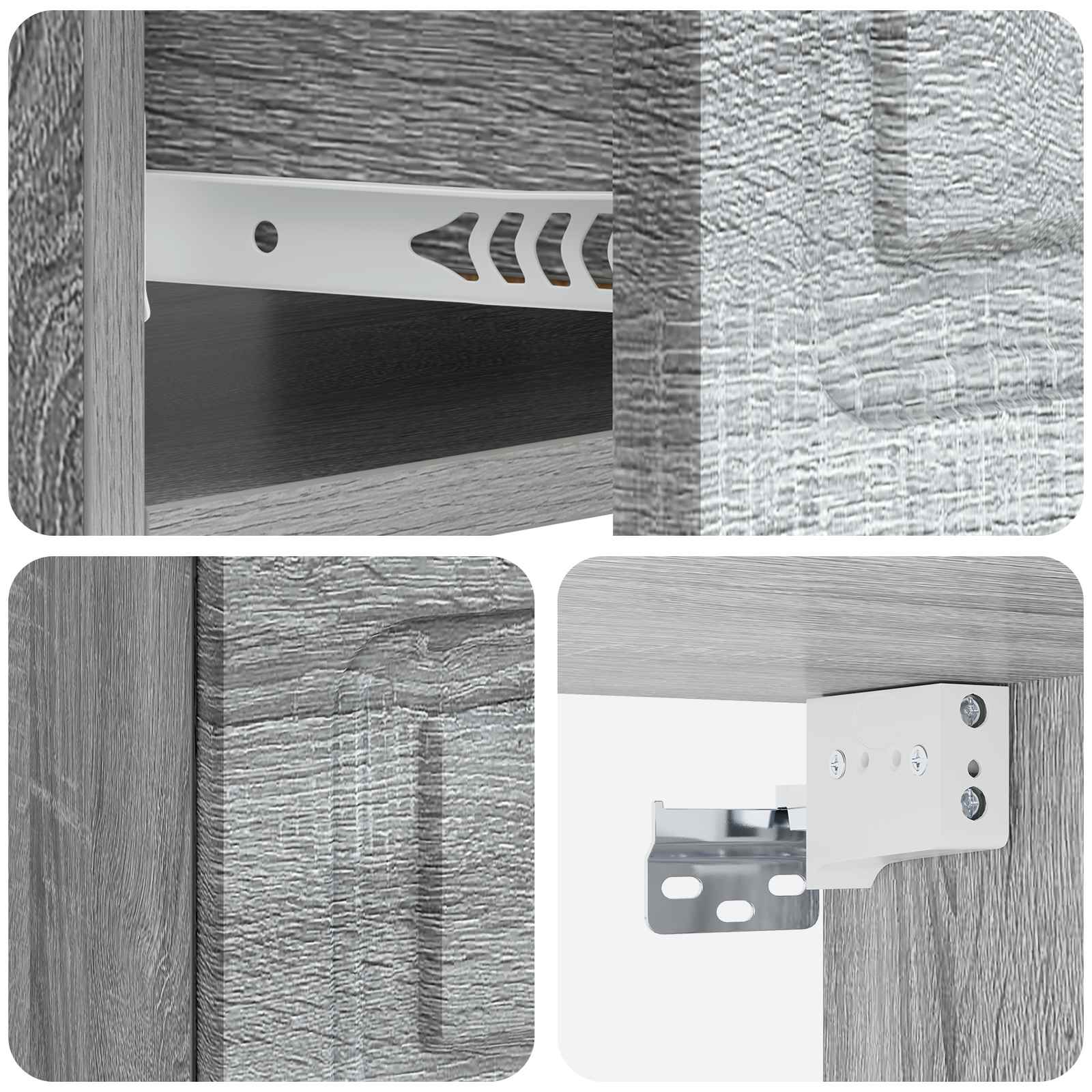 Wandmontierter Nachttisch 2 Stk. Sonoma-Grau 49 x 34,5 x 20 cm