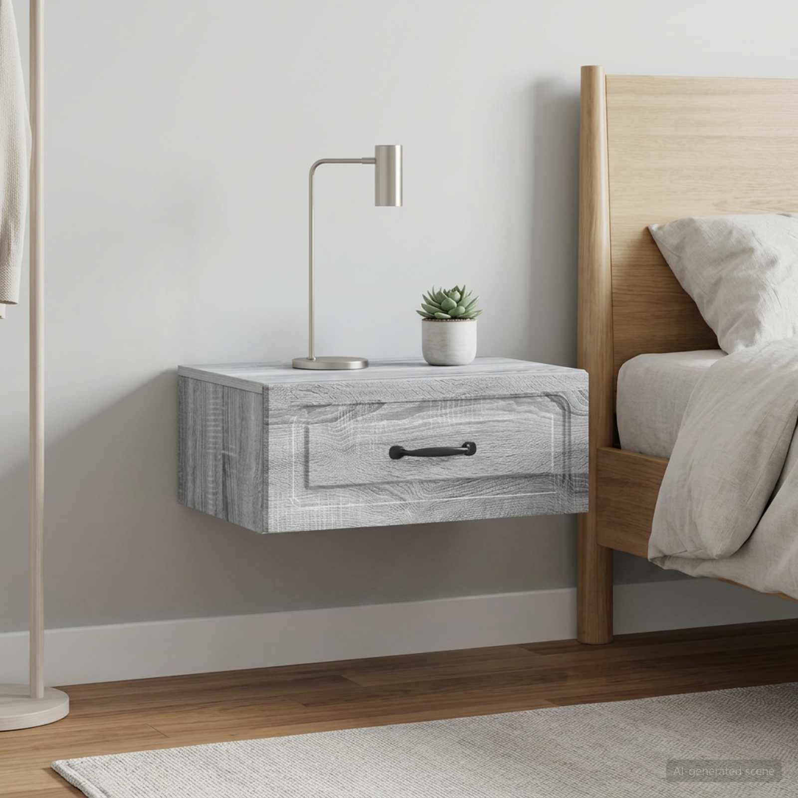 Wandmontierter Nachttisch 2 Stk. Sonoma-Grau 49 x 34,5 x 20 cm