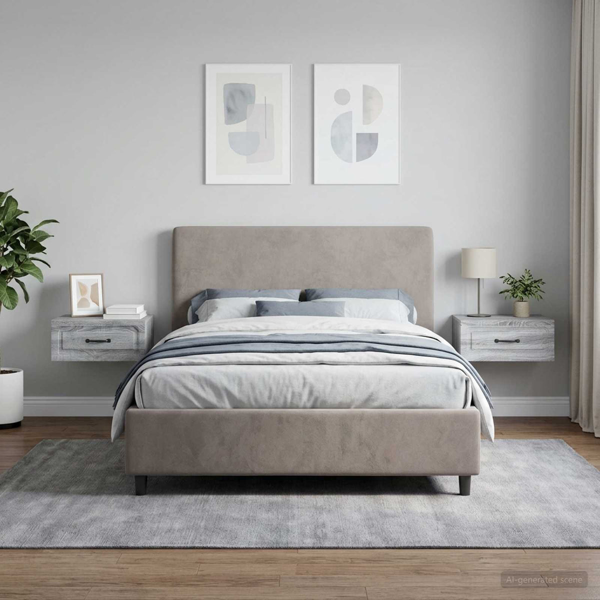 Wandmontierter Nachttisch 2 Stk. Sonoma-Grau 49 x 34,5 x 20 cm
