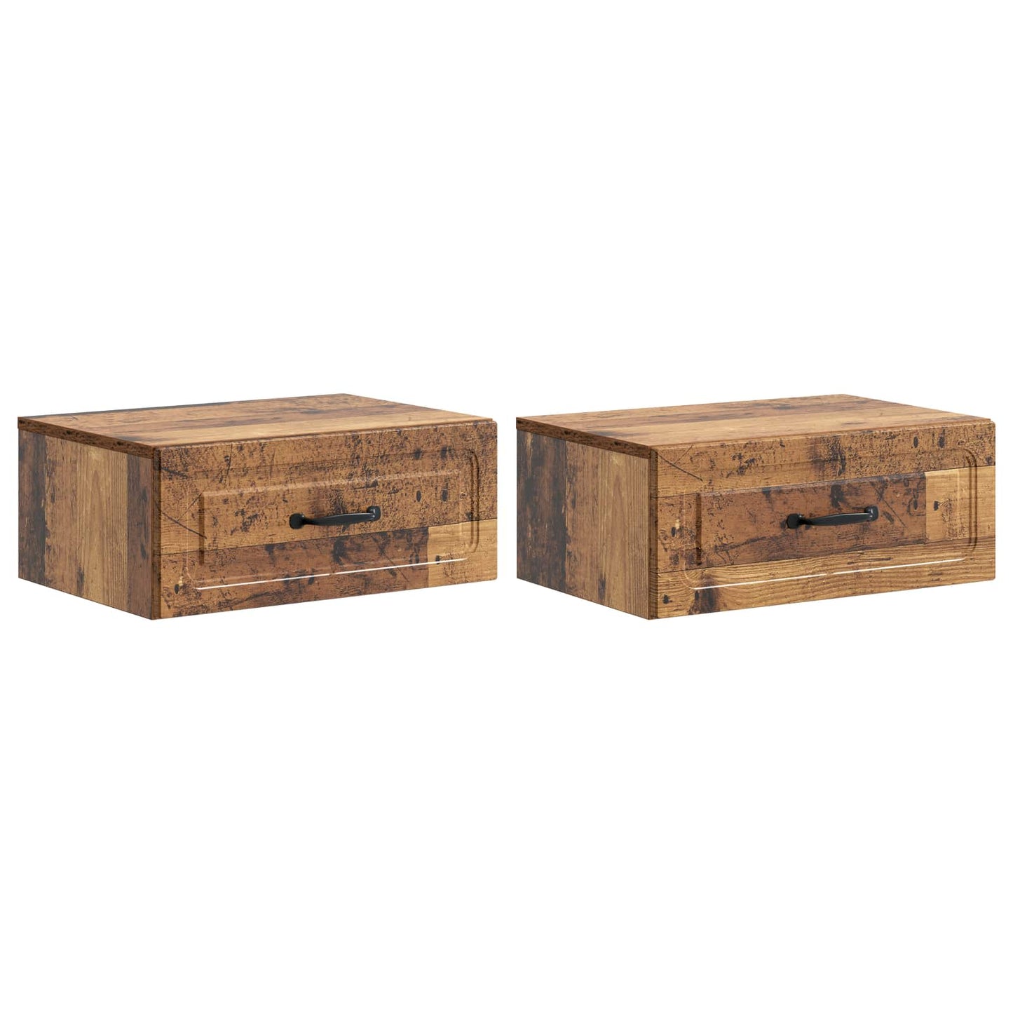 Wandmontierter Nachttisch 2 Stk. Altholz 49 x 34,5 x 20 cm
