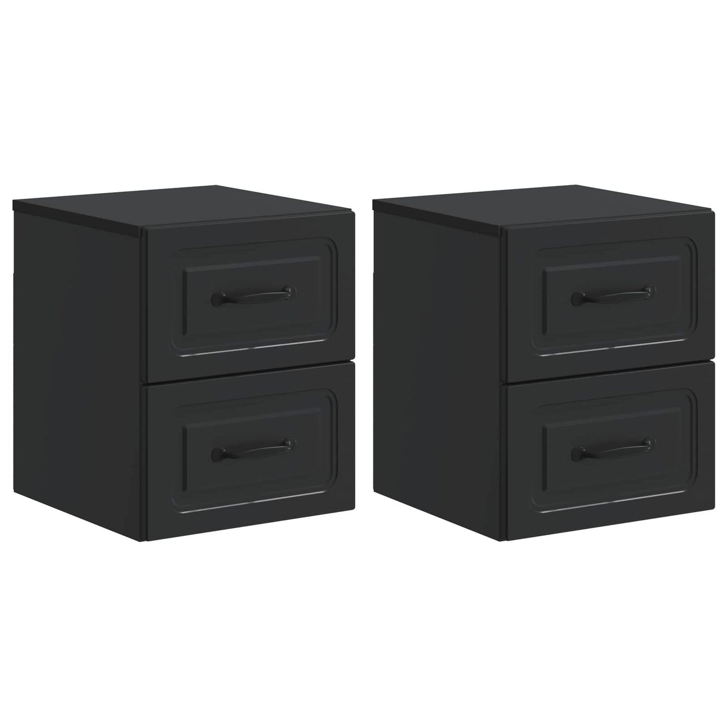 Wandmontierter Nachttisch 2 stk. Schwarz 34,5 x 33 x 40 cm