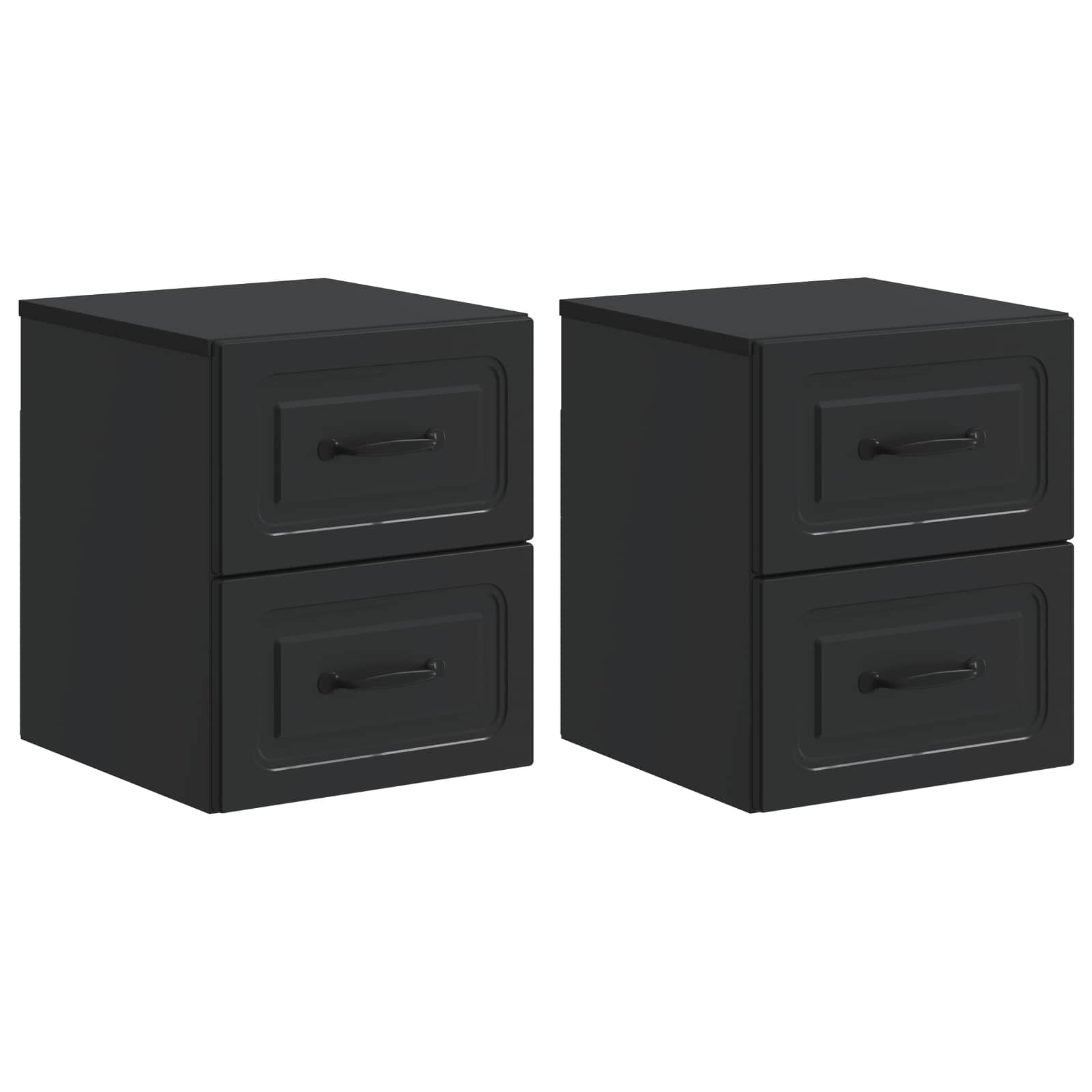 Wandmontierter Nachttisch 2 stk. Schwarz 34,5 x 33 x 40 cm