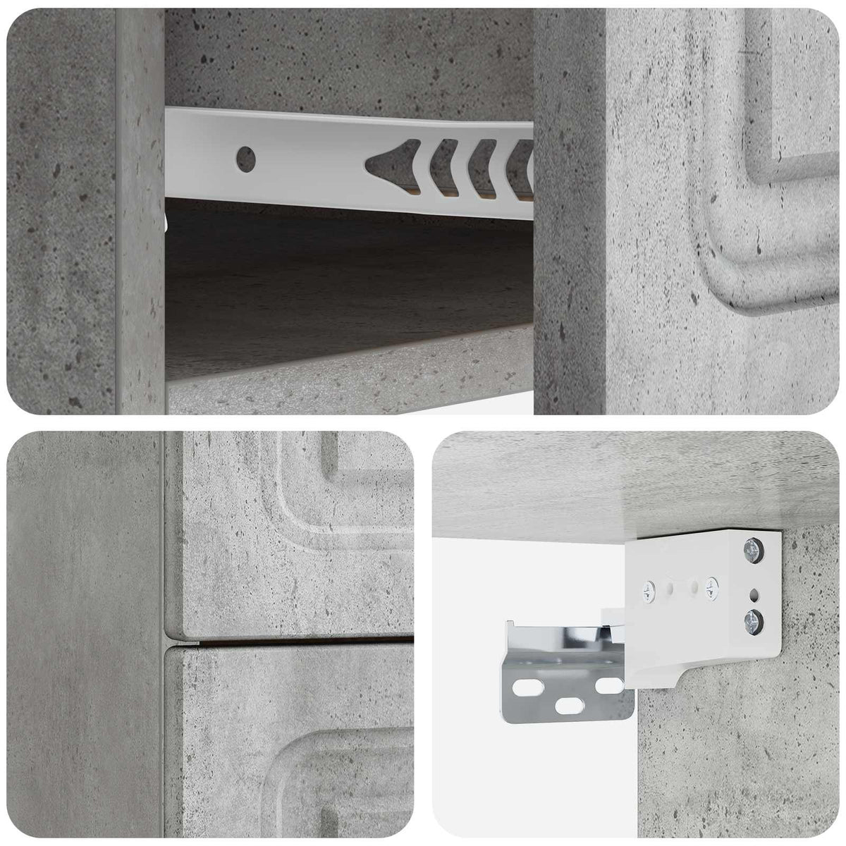 Wandmontierter Nachttisch 2 stk. Betongrau 34,5 x 33 x 40 cm