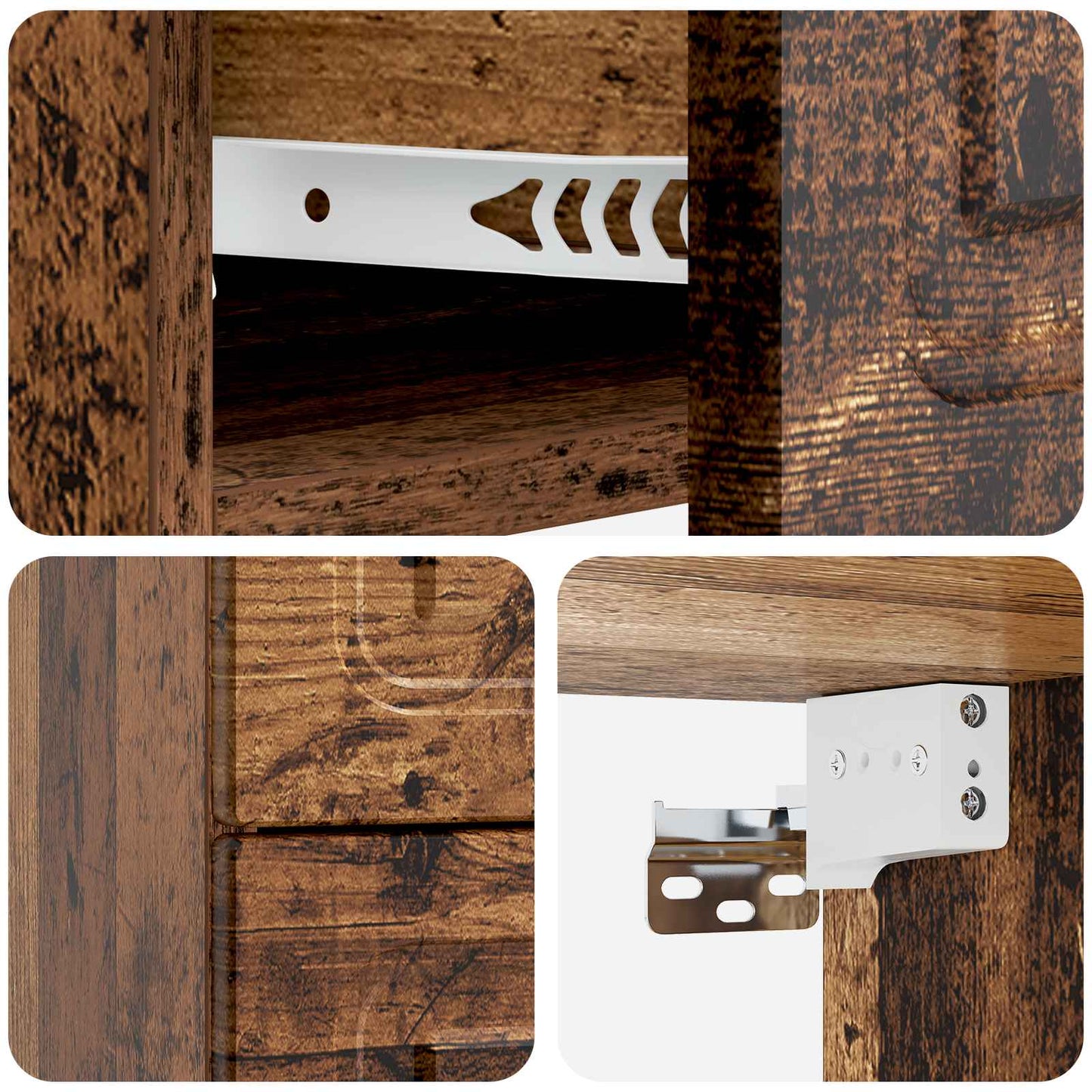 Wandmontierter Nachttisch 2 stk. Altholz 34,5 x 33 x 40 cm