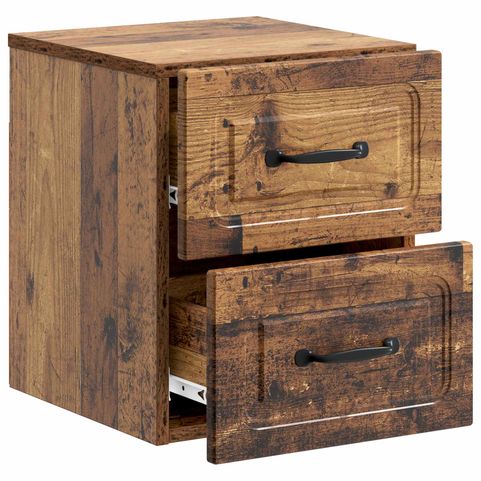 Wandmontierter Nachttisch 2 stk. Altholz 34,5 x 33 x 40 cm
