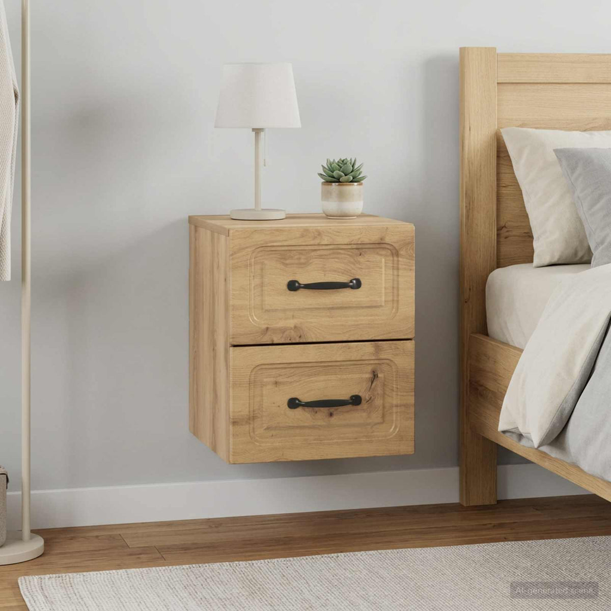 Wandmontierter Nachttisch 2 stk. Artisan-Eiche