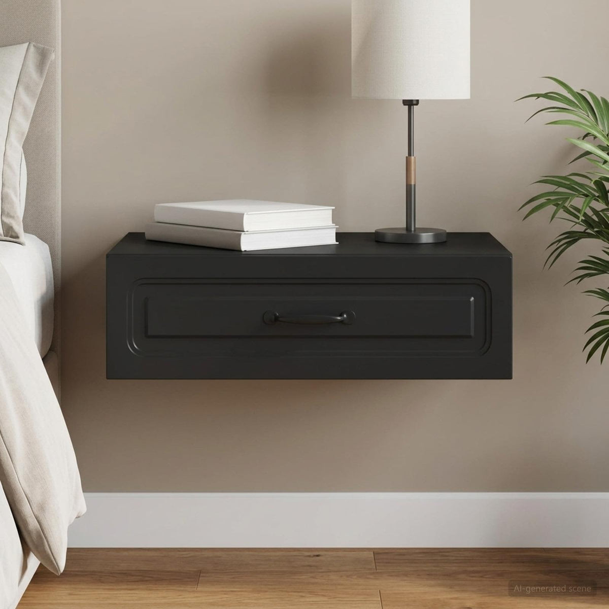 Wandmontierter Beistelltisch Schwarz 59 x 34,5 x 17 cm