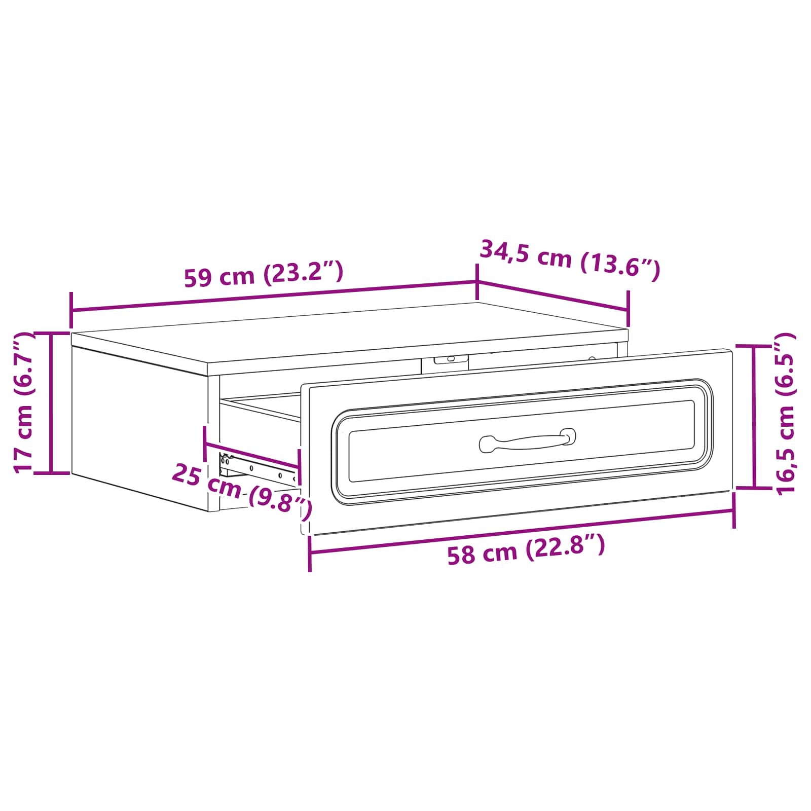 Wandmontierter Beistelltisch Betongrau 59 x 34,5 x 17 cm