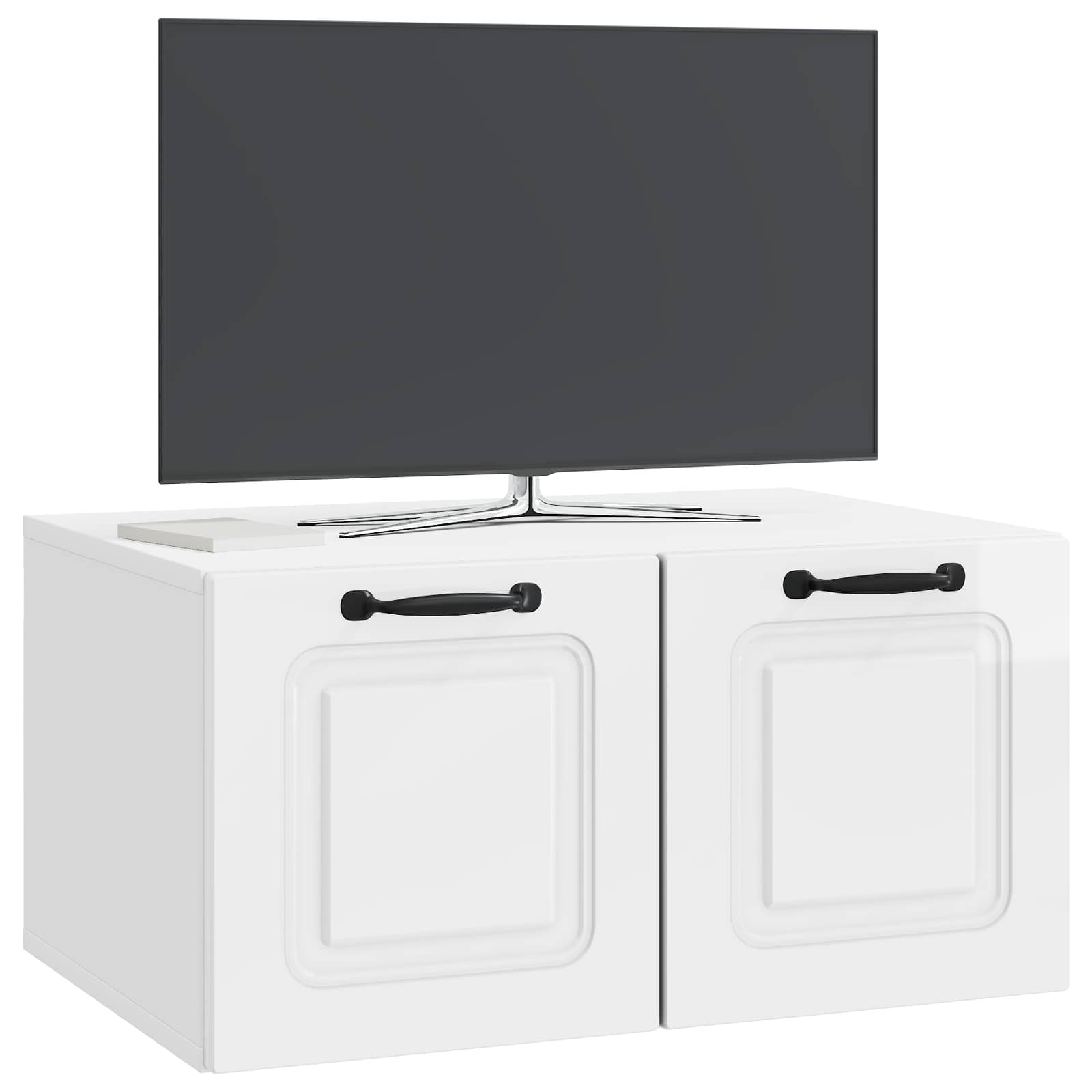 Wandmontierter TV-Schrank Hochglanz Weiß 59,5 x 41 x 30 cm
