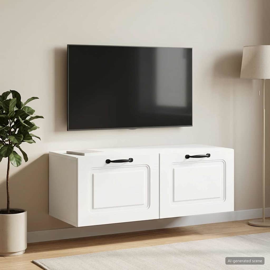 Wandmontierter TV-Schrank Weiß 78,5 x 41 x 30 cm Holzwerkstoff