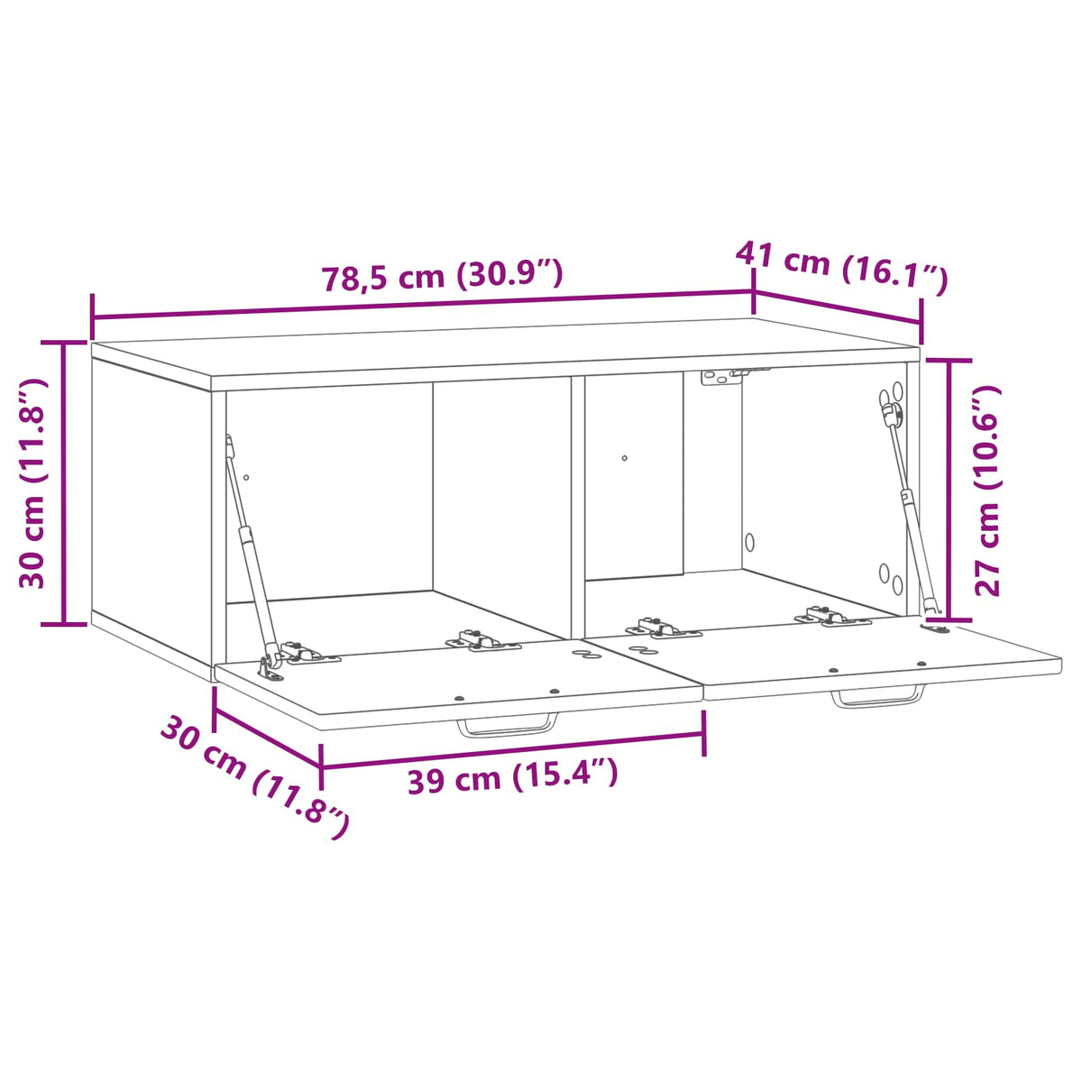 Wandmontierter TV-Schrank Weiß 78,5 x 41 x 30 cm Holzwerkstoff