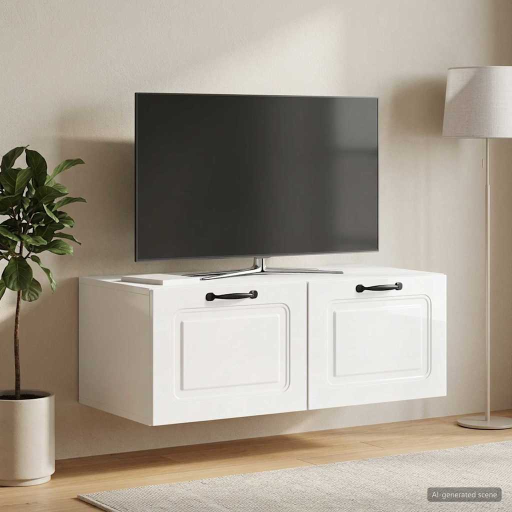 Wandmontierter TV-Schrank Hochglanz Weiß 78,5 x 41 x 30 cm