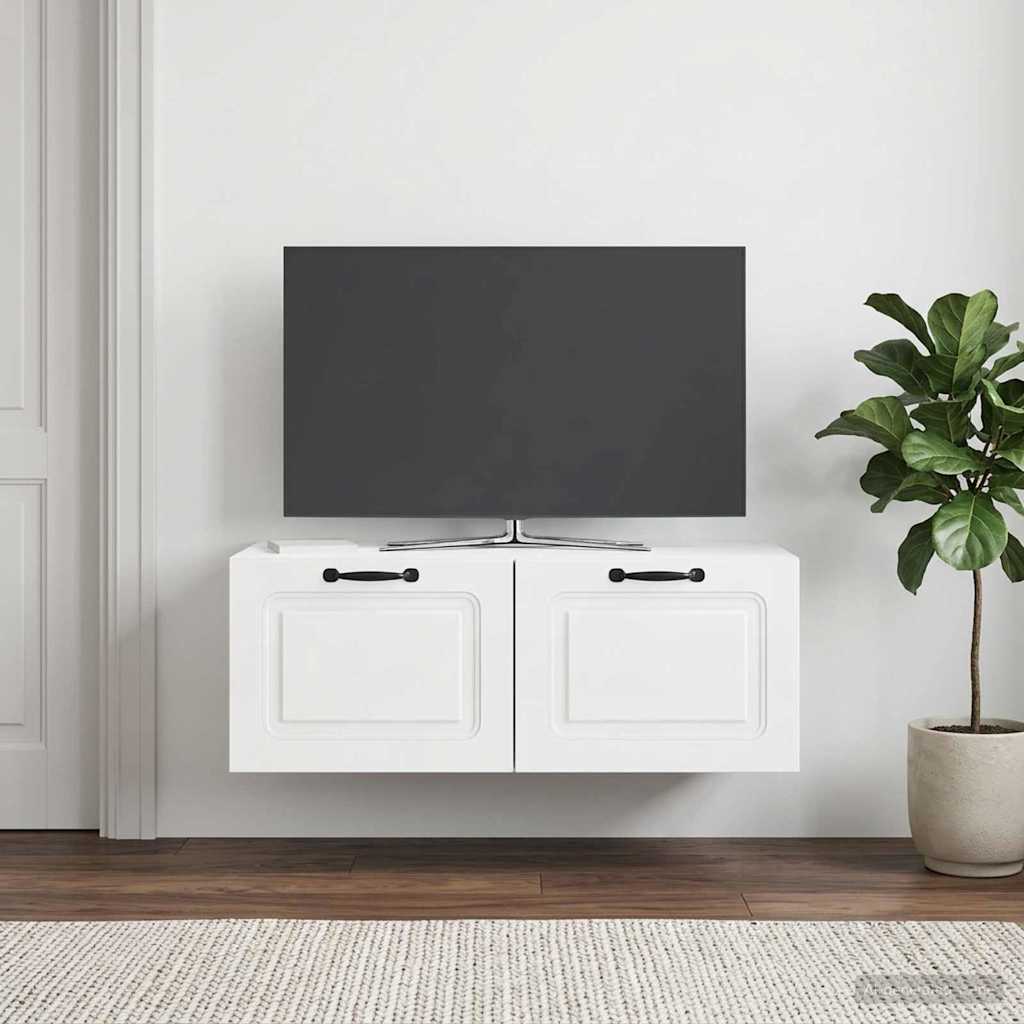 Wandmontierter TV-Schrank Hochglanz Weiß 78,5 x 41 x 30 cm