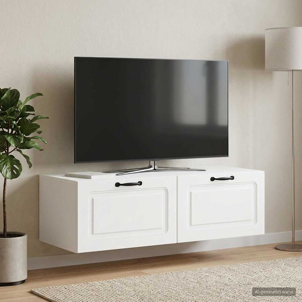 Wandmontierter TV-Schrank Weiß 98 x 41 x 30 cm Holzwerkstoff
