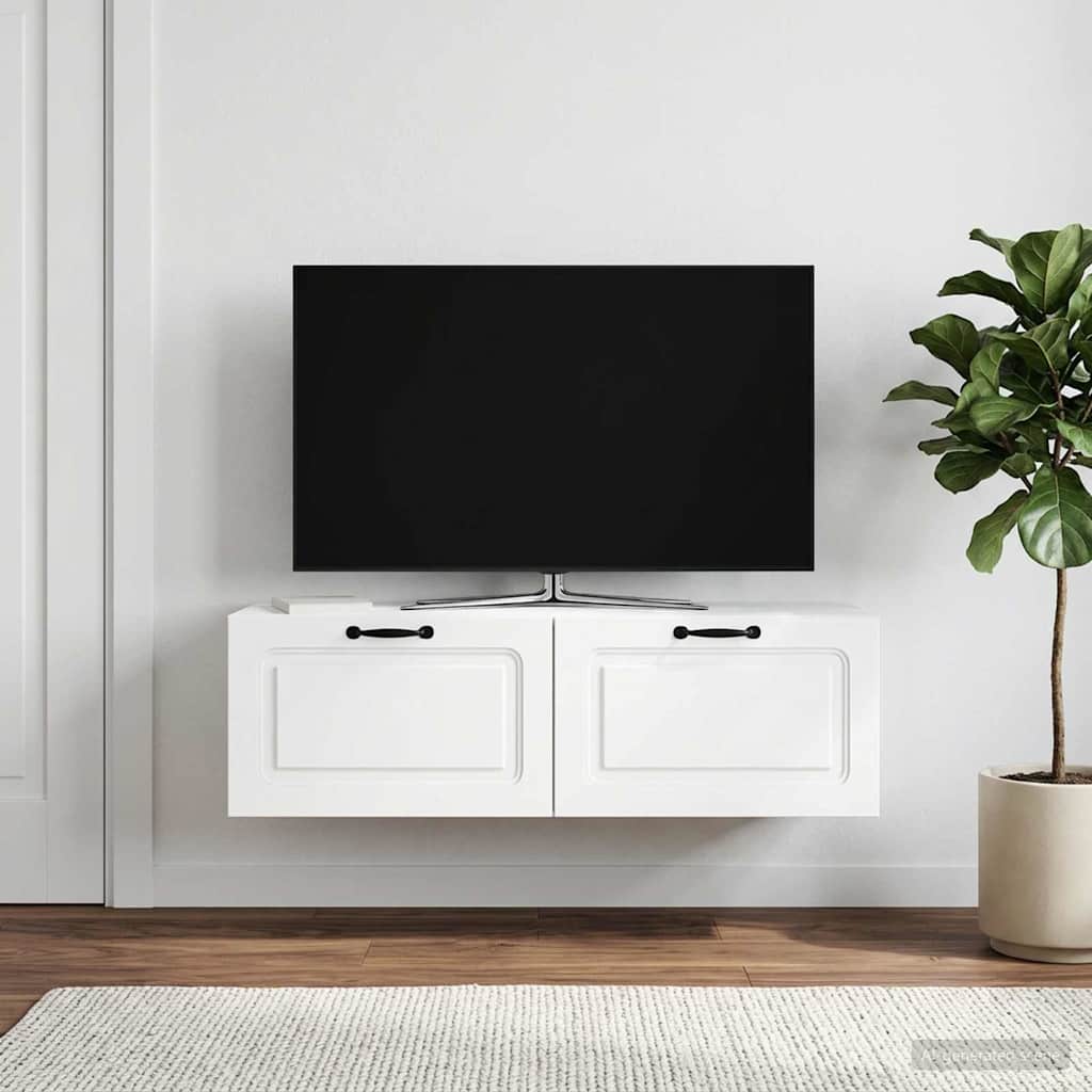 Wandmontierter TV-Schrank Weiß 98 x 41 x 30 cm Holzwerkstoff