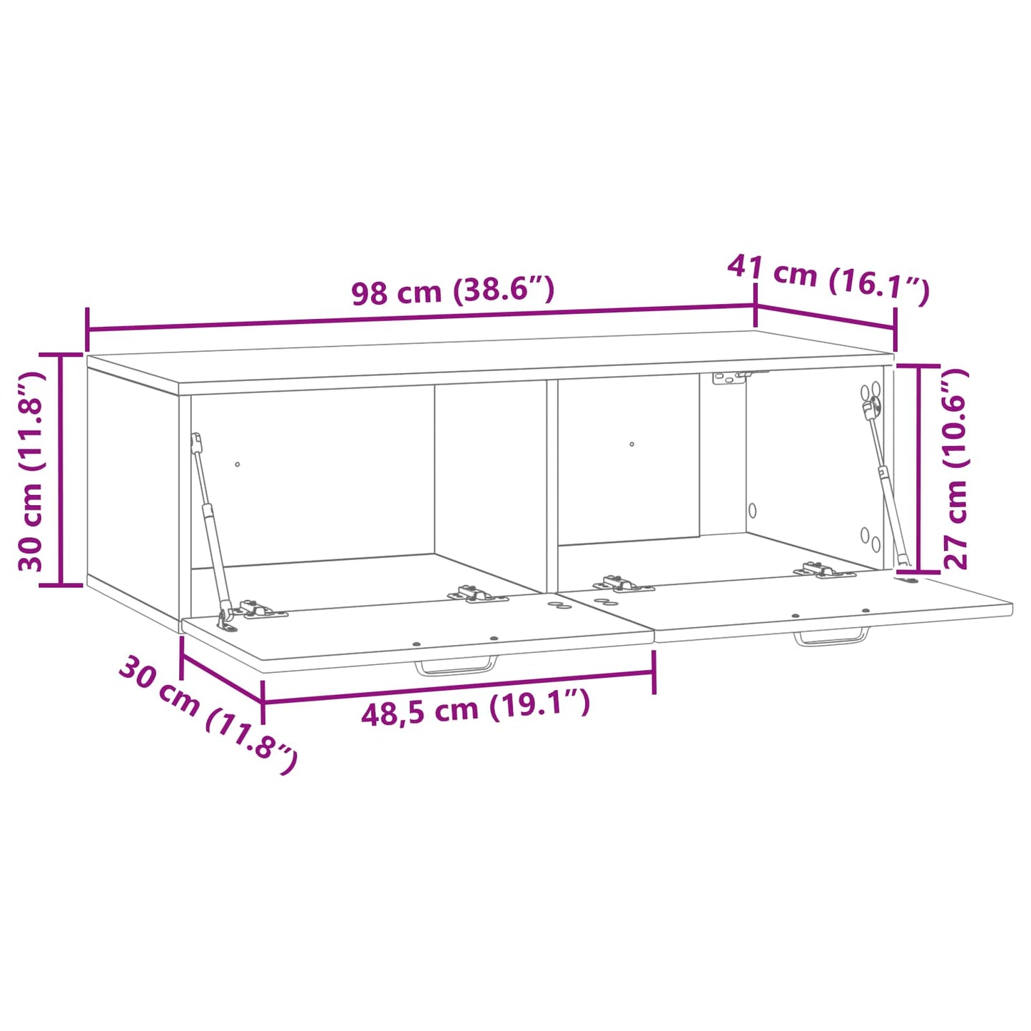 Wandmontierter TV-Schrank Weiß 98 x 41 x 30 cm Holzwerkstoff