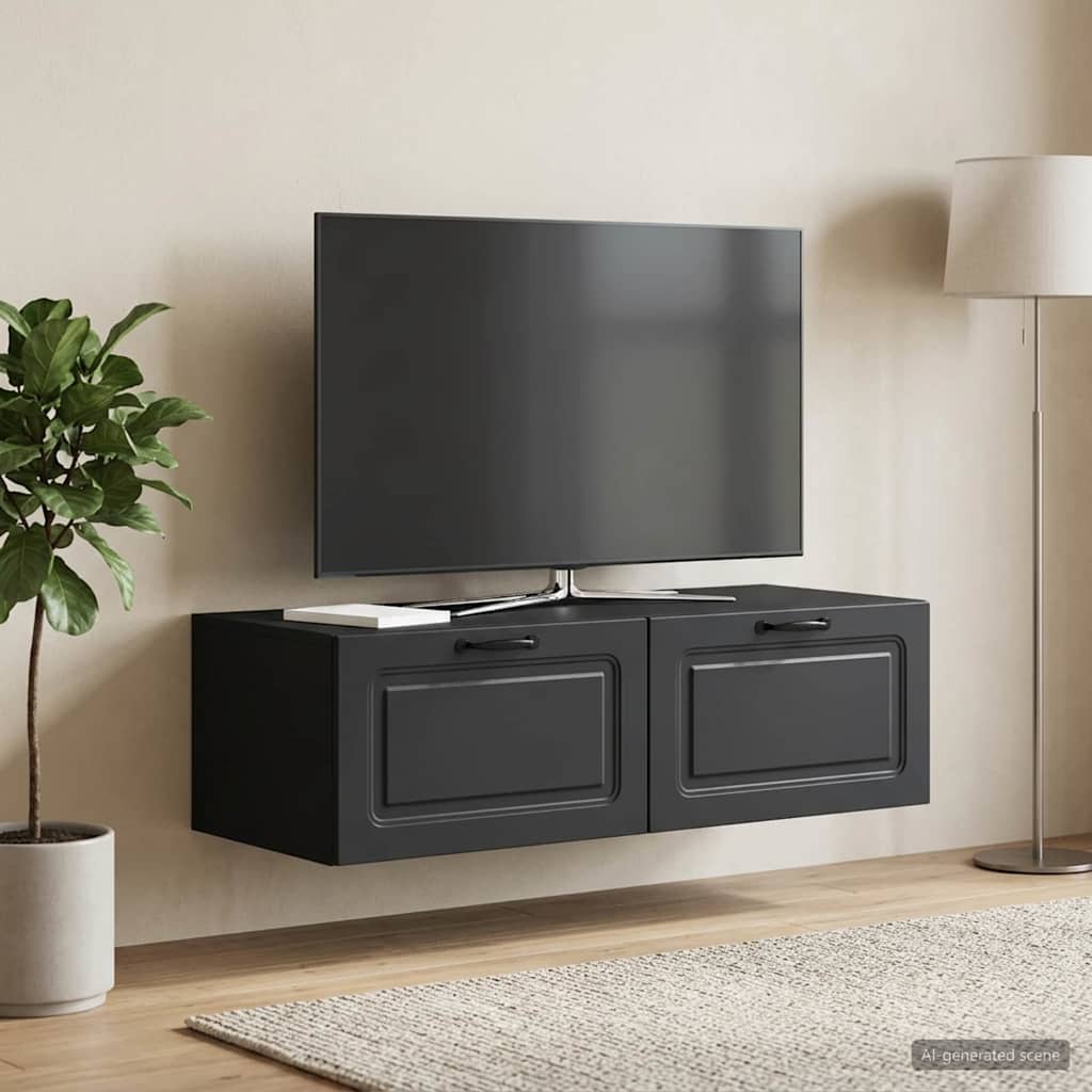 Wandmontierter TV-Schrank Schwarz 98 x 41 x 30 cm Holzwerkstoff