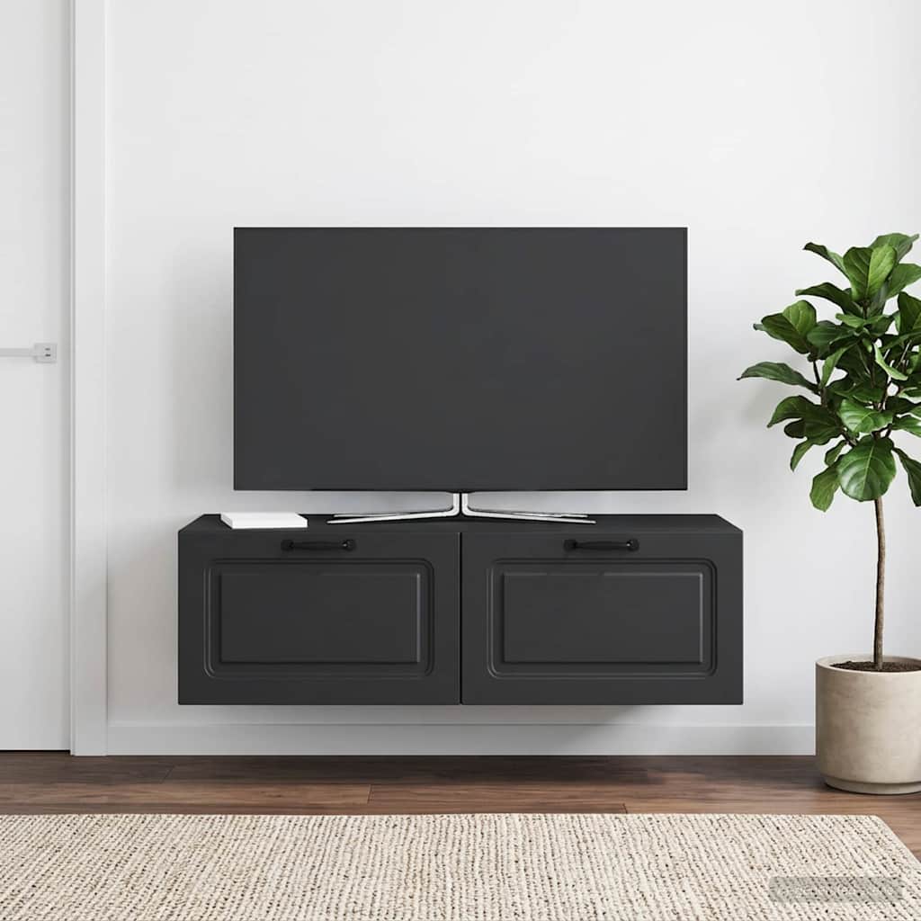Wandmontierter TV-Schrank Schwarz 98 x 41 x 30 cm Holzwerkstoff