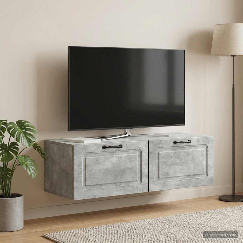 Wandmontierter TV-Schrank Betongrau 98 x 41 x 30 cm