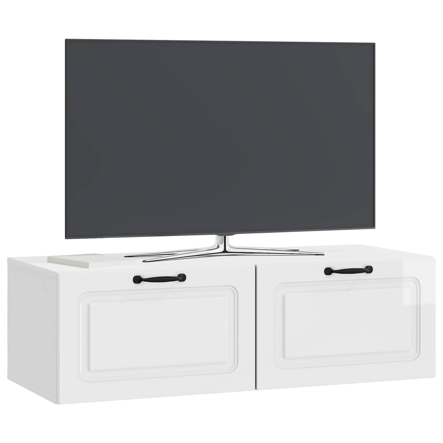 Wandmontierter TV-Schrank Hochglanz Weiß 98 x 41 x 30 cm