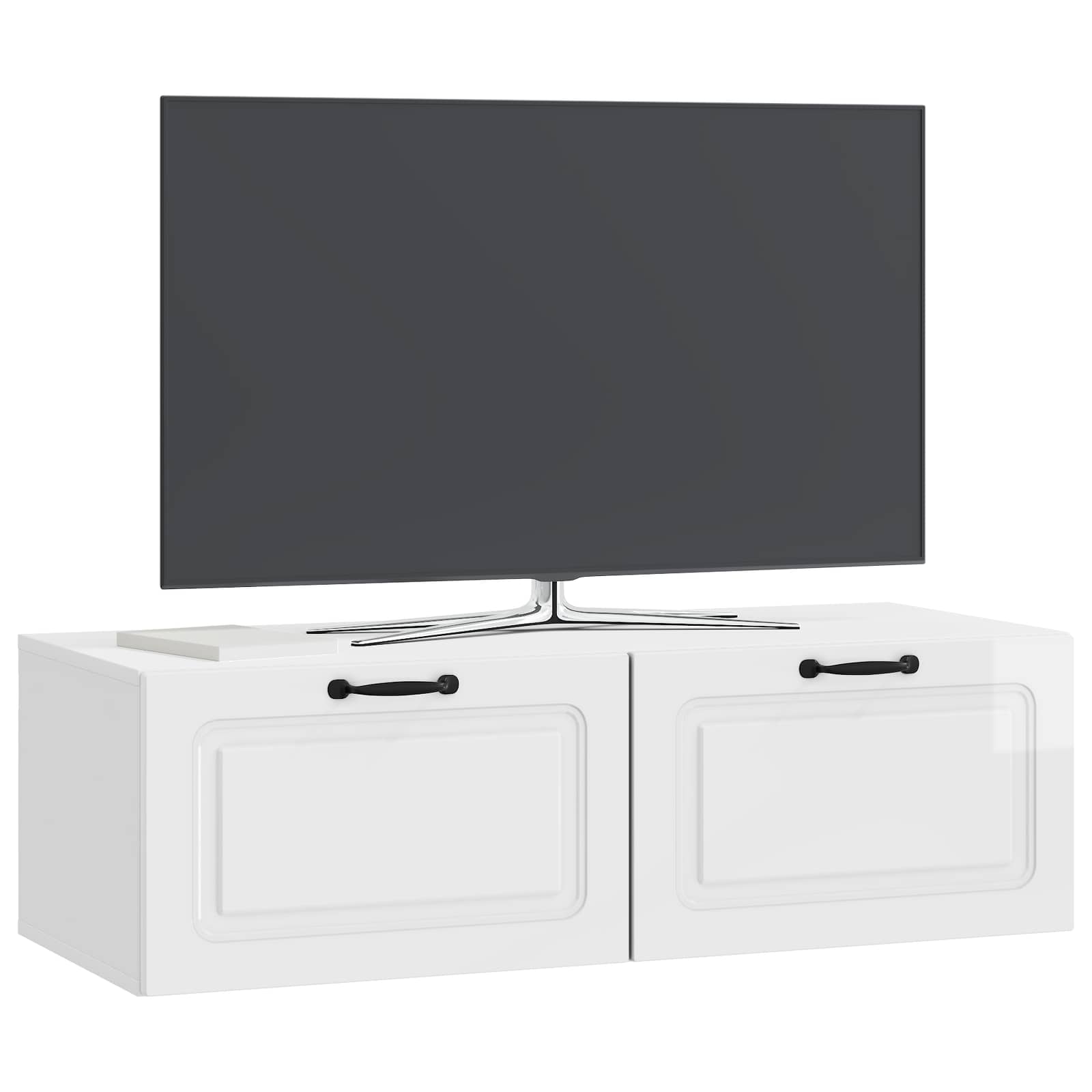 Wandmontierter TV-Schrank Hochglanz Weiß 98 x 41 x 30 cm