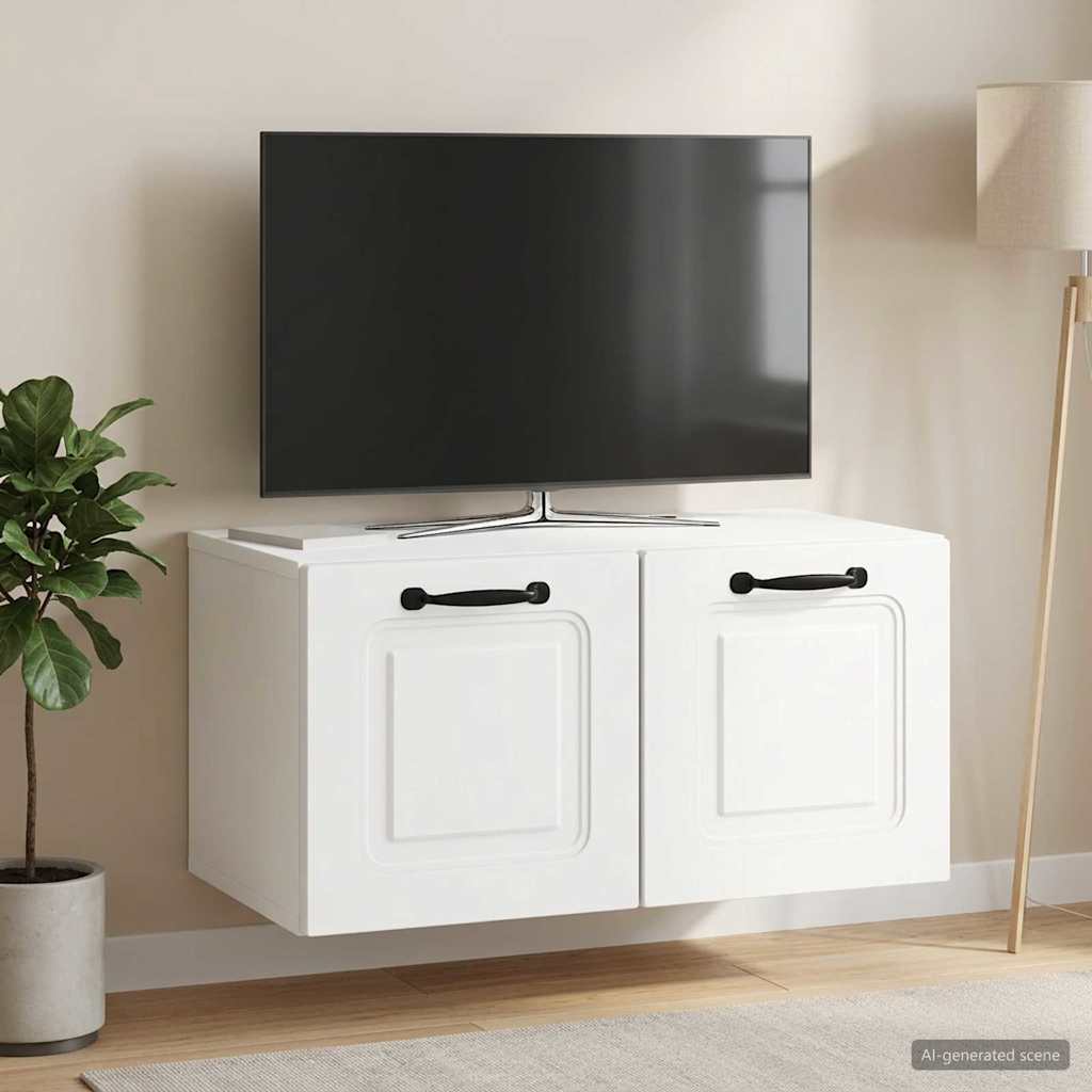 Wandmontierter TV-Schrank Weiß 59,5 x 31 x 30 cm Holzwerkstoff