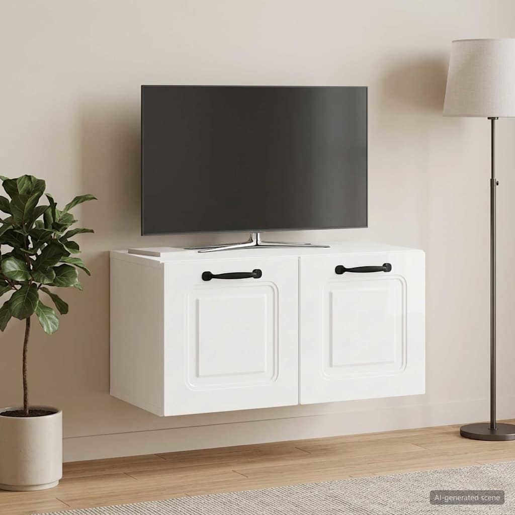 Wandmontierter TV-Schrank Hochglanz Weiß 59,5 x 31 x 30 cm