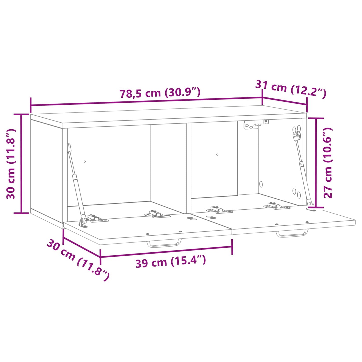 Wandmontierter TV-Schrank Sonoma-Eiche 78,5 x 31 x 30 cm