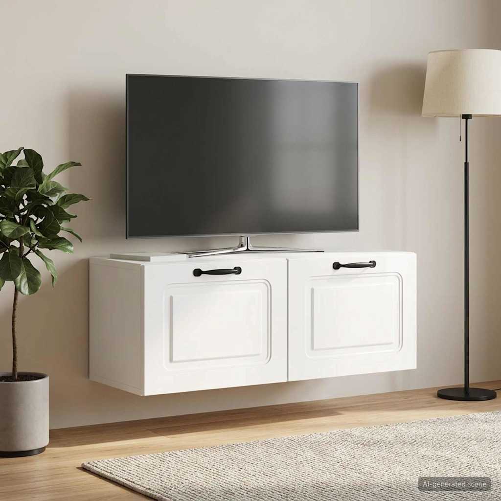 Wandmontierter TV-Schrank Hochglanz Weiß 78,5 x 31 x 30 cm
