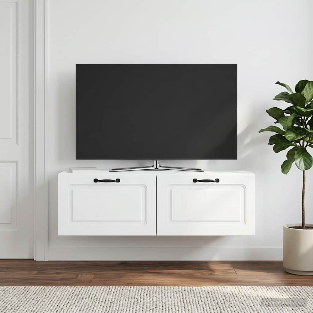 Wandmontierter TV-Schrank Weiß 98 x 31 x 30 cm Holzwerkstoff