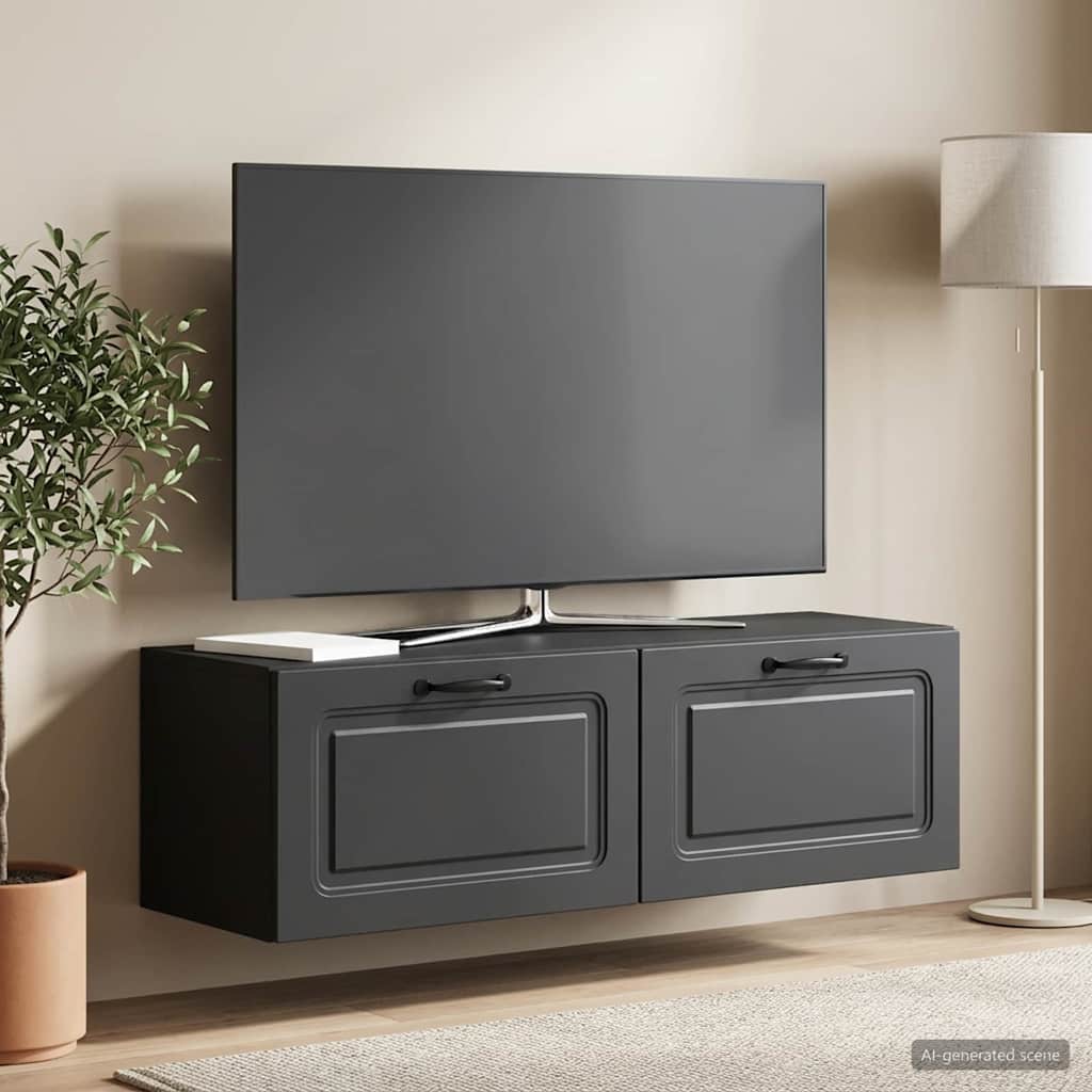 Wandmontierter TV-Schrank Schwarz 98 x 31 x 30 cm Holzwerkstoff