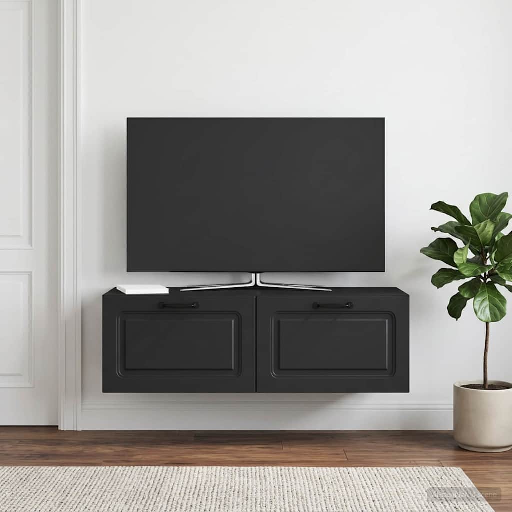 Wandmontierter TV-Schrank Schwarz 98 x 31 x 30 cm Holzwerkstoff