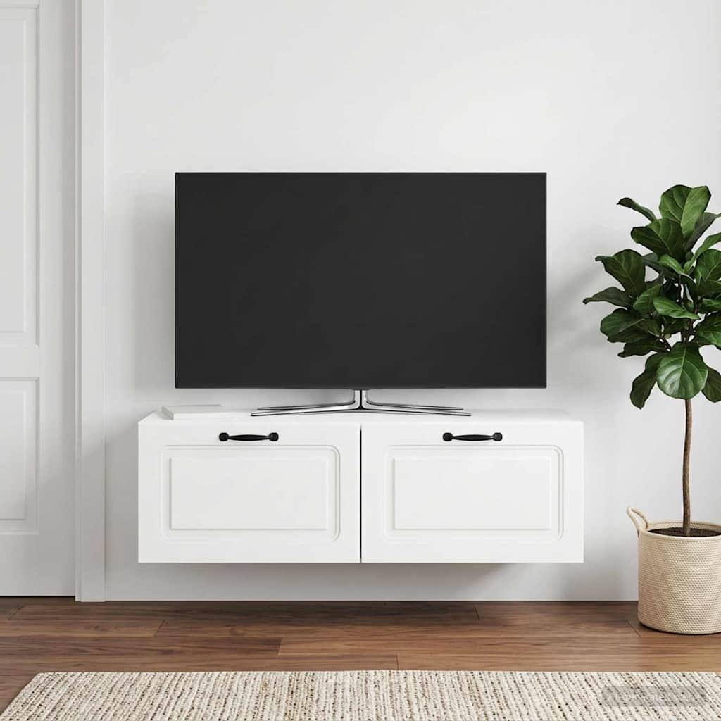 Wandmontierter TV-Schrank Hochglanz Weiß 98 x 31 x 30 cm