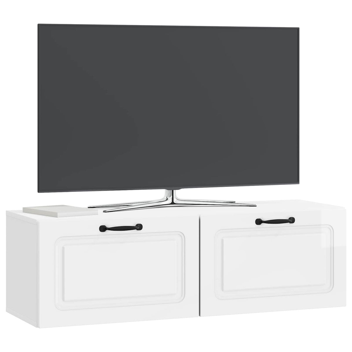 Wandmontierter TV-Schrank Hochglanz Weiß 98 x 31 x 30 cm
