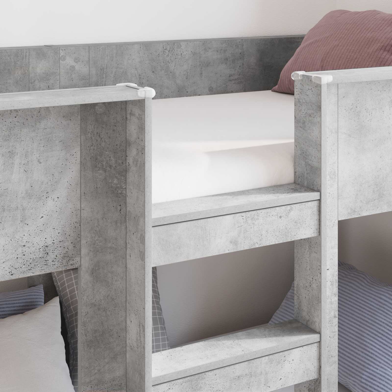 Etagenbett für Kinder Beton Grau 90 x 200 cm Holzwerkstoff