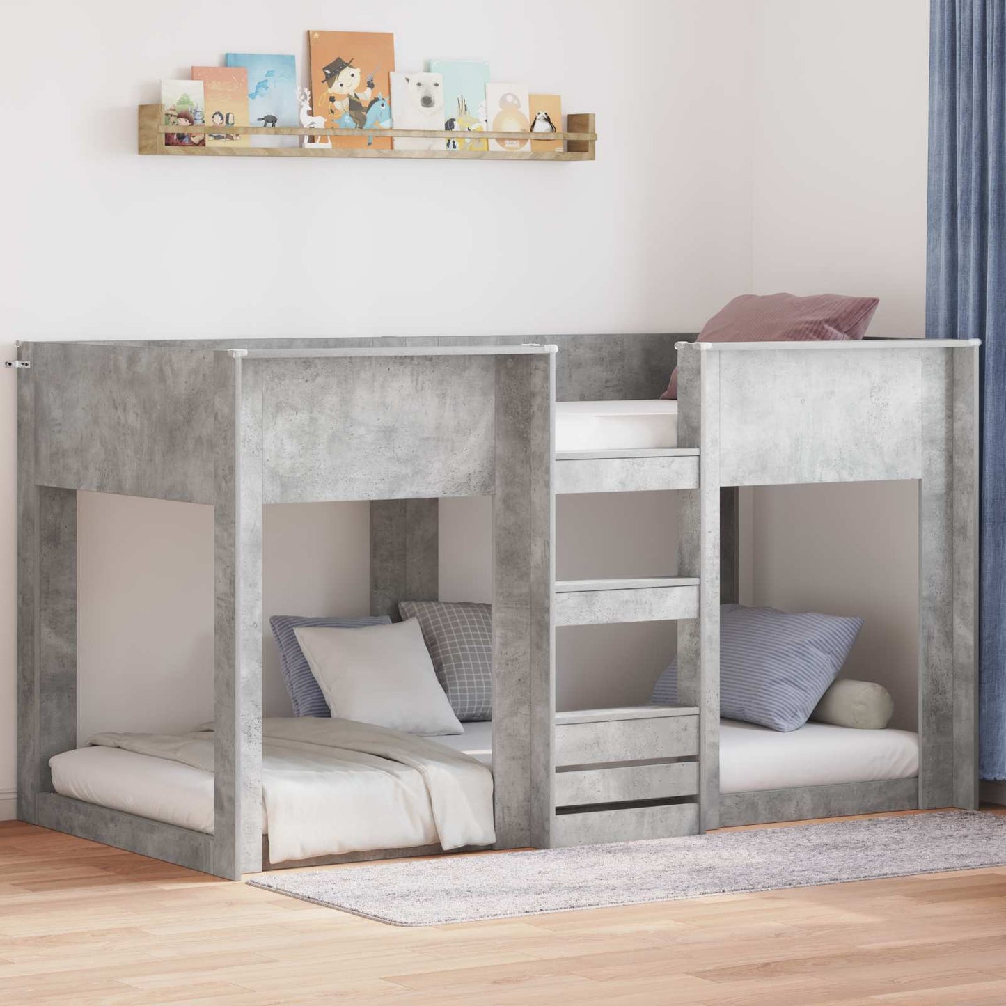 Etagenbett für Kinder Beton Grau 90 x 200 cm Holzwerkstoff
