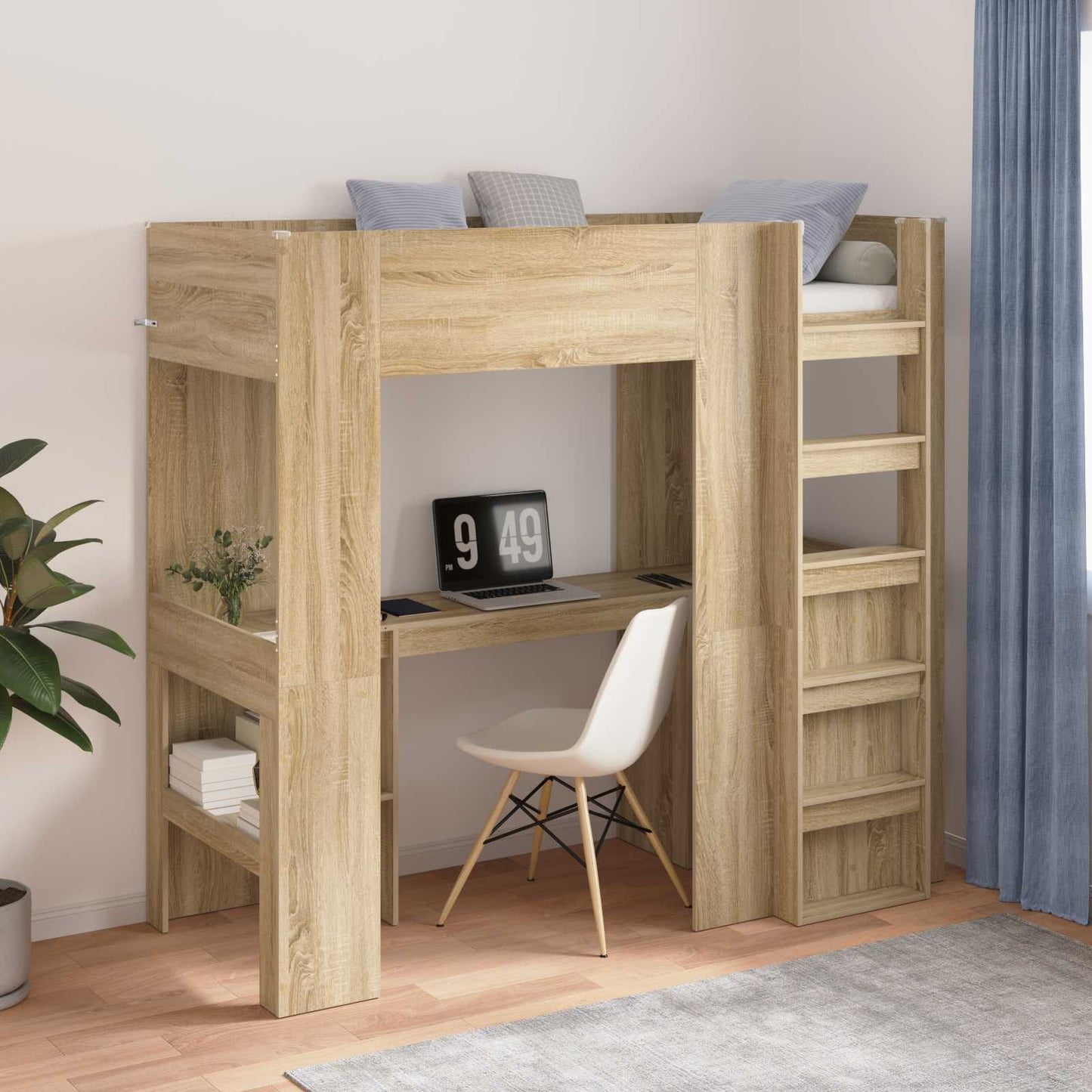 Etagenbettgestell mit Schreibtisch Sonoma-Eiche 75 x 190 cm