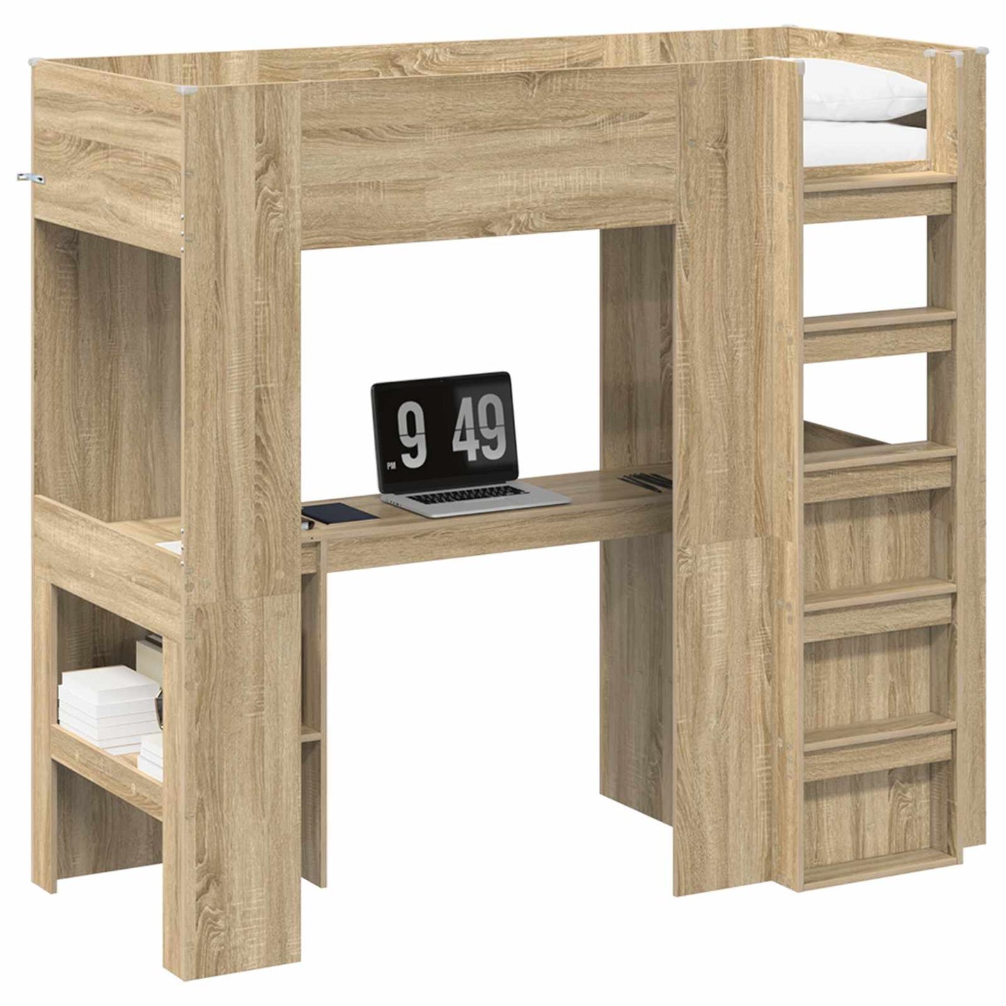 Etagenbettgestell mit Schreibtisch Sonoma-Eiche 75 x 190 cm