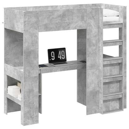 Etagenbettgestell mit Schreibtisch Beton Grau 75 x 190 cm