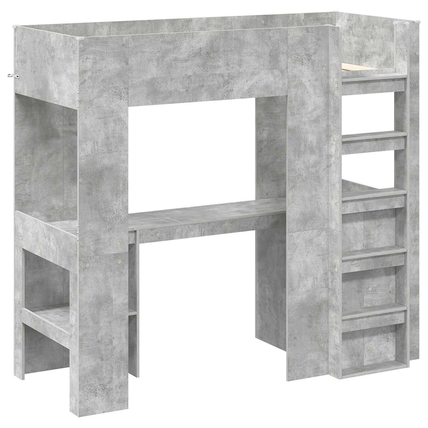 Etagenbettgestell mit Schreibtisch Beton Grau 75 x 190 cm