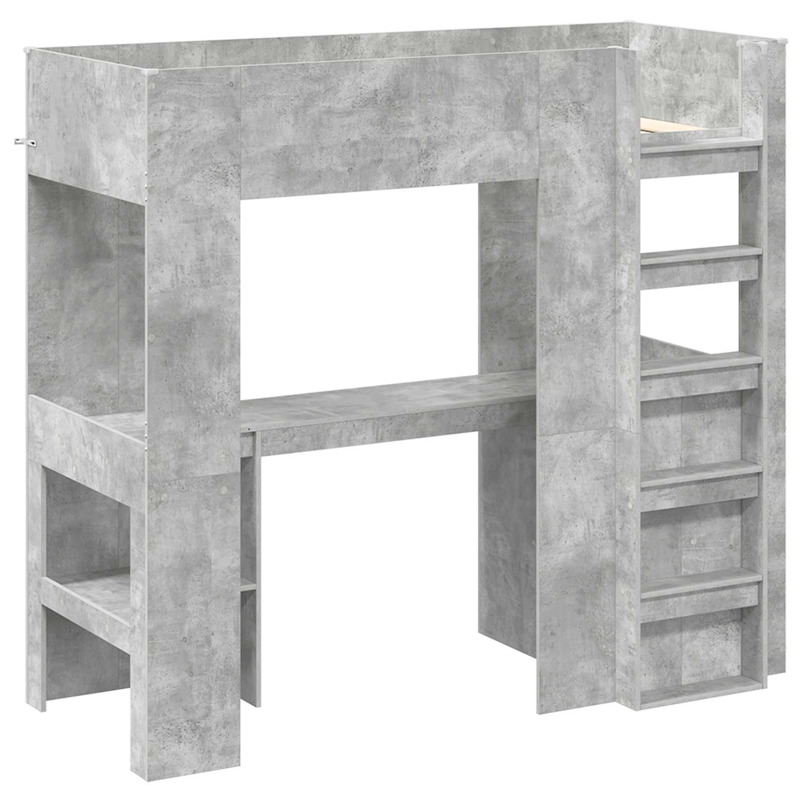 Etagenbettgestell mit Schreibtisch Beton Grau 75 x 190 cm