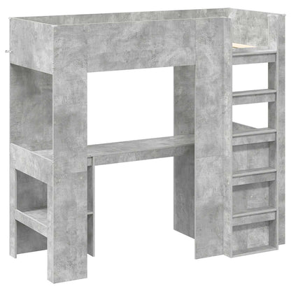 Etagenbettgestell mit Schreibtisch Beton Grau 75 x 190 cm