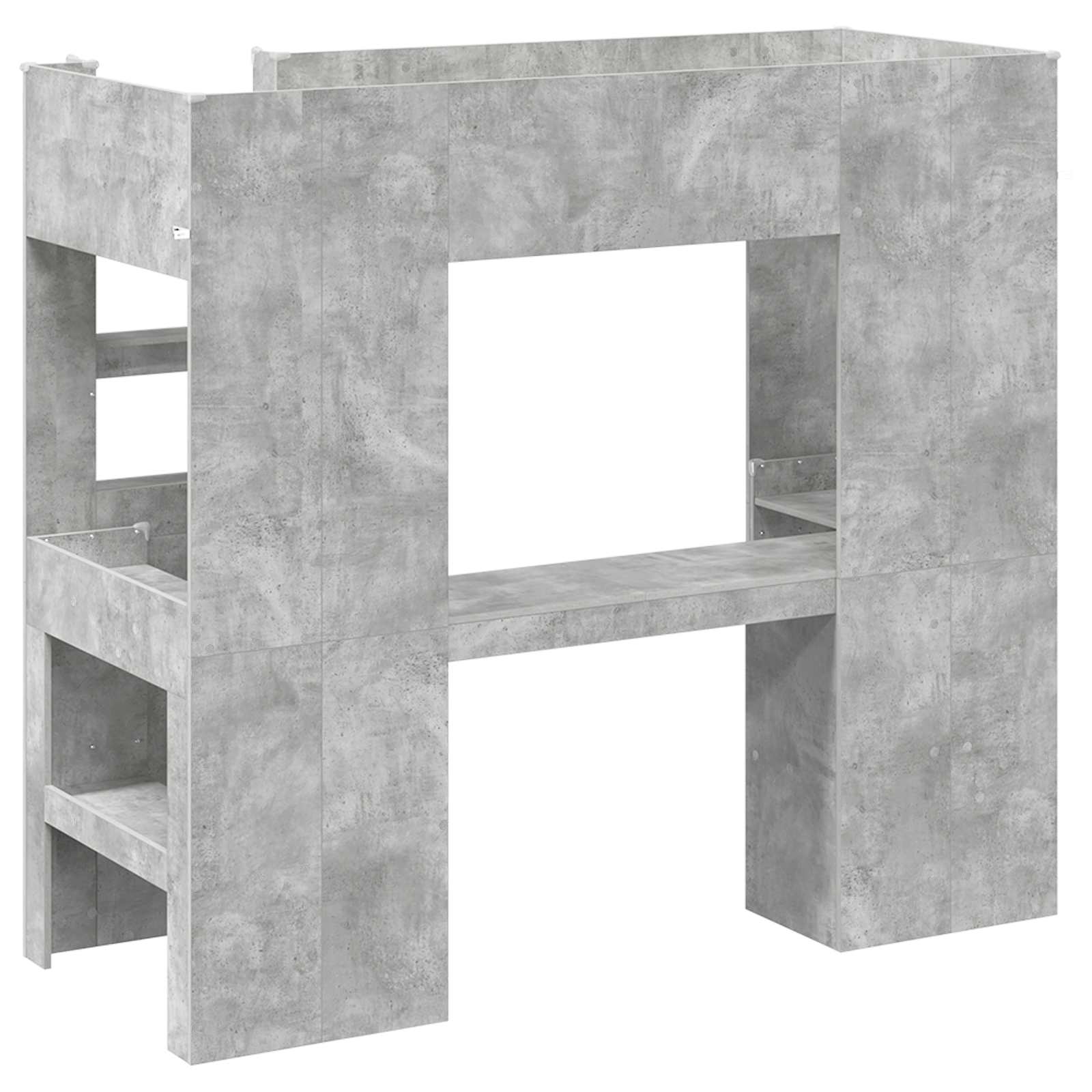 Etagenbettgestell mit Schreibtisch Beton Grau 75 x 190 cm