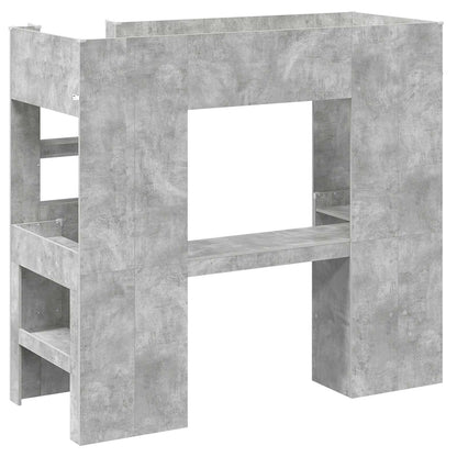 Etagenbettgestell mit Schreibtisch Beton Grau 75 x 190 cm