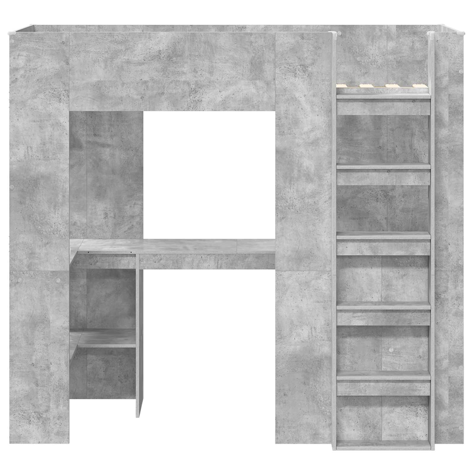 Etagenbettgestell mit Schreibtisch Beton Grau 75 x 190 cm